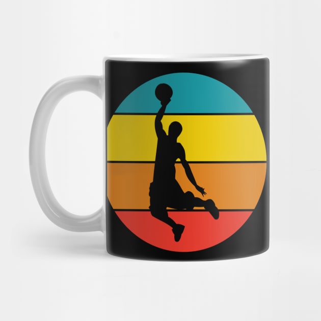 Playing Mens Basketball Retro Sunset Silhouette by MOP tees